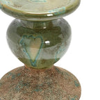Creative Co-Op 2-Tone Sculptural Terracotta Pillar Candle Holder, Distressed Green - color: Green, size: 5.5" W x 6.5" H