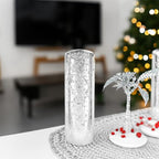 WGVI Hurricane Candle Holder Sleeve, W: 3", Ht: 10", Silver Speckled Glass Cylinder Open Both Ends, Chimney Tube Shade, 1 Piece - size: 3x10"H