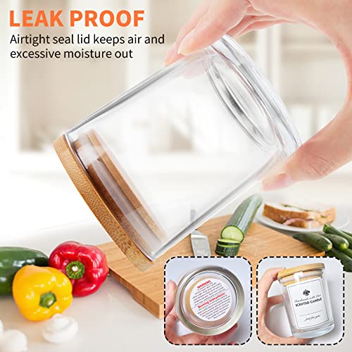 SUPMIND 12 Pack Glass Candle Jars-10oz Clear Empty Candle Jars with Bamboo Lids and Sticky Labels, Bulk Candle Jars for Making Candles Containers - Dishwasher Safe - color: Clear, size: 10oz