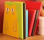 TOBSON Cute Cat Heavy Duty Bookend Nonskid Bookends Art Decoration,A Pairs(Yellow) - color: Yellow