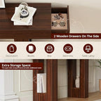 FURSUN 63" Console Table with 2 Drawers, Slim Entryway Table for Hallway, Narrow Sofa Table Behind Couch, Farmhouse Long Wood Accent Table for Foyer & Living Room, Dark Walnut - color: Dark Walnut
