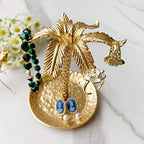 Metal Ring Dish Holder for Jewelry, Coconut Tree Jewelry Dish Ring Holder, Trinket Dish Jewelry Organizer for Dresser Christmas Mothers Day Birthday Wedding Gifts - color: Coconut Tree-Gold