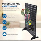 2Pcs Metal Pegboard Display Stand with 24 Peg Hooks for Craft Shows & Fairs,Black Jewelry Retail Display Rack for Selling Accessories,Display Stands for Earring,Pin Stands,Retail Vendors(16*12inch)