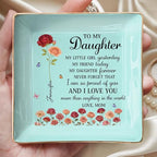 To My Daughter Jewelry Dish, Custom Jewelry Tray for Mothers Day, Daughter Gifts from Mom, Ceramic Ring Dish with Birth Month Flower, 1st Mother's Day Birthday Gifts for Daughters - color: Style 5