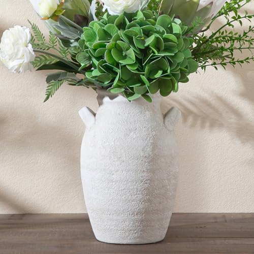 Ceramic Flower Vase Home Decor, 9.76 Inch Large White Decorative Vase, Rustic Farmhouse Vase for Living Room Bedroom Kitchen Table Office Centerpiece Decorations, Holiday & Wedding - color: 013-2