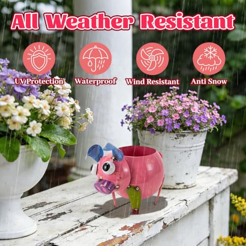 Oak & Lore Outdoor Metal Pig Garden Statues, Whimsical Farm Animal Garden Sculptures & Statues for Patio, Lawn & Backyard Decor - style: PIG