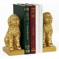 Poodle Decorative Bookends for Shelves, Dog Book Ends for Heavy Books, Toy Poodle Statues Bookends for Heavy Books with Anti-Slip Base Book Holders for Home Office Decor (Gold)