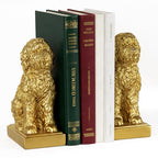 Poodle Decorative Bookends for Shelves, Dog Book Ends for Heavy Books, Toy Poodle Statues Bookends for Heavy Books with Anti-Slip Base Book Holders for Home Office Decor (Gold)