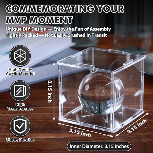 12 Pack Assembled Baseball Display Case, UV-Blocking Acrylic Baseball Holder Display Case, 3.2 Inch Cube Clear Softball Holder Box, Signed Baseballs Protector for Collectibles, Tennis Ball - size: Case B: 3.35 in-12 pcs