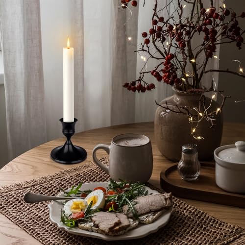 Black Candle Holder Taper Candle Holders, Set of 6 Candlestick Holders Decor for Home Decor, Metal Taper Candleholder for Fall Thanksgiving Halloween Christmas Table Fireplace Decor (6, Black) - color: Black