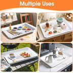 4-Pack Serving Tray, Serving Platter for Parties, Entertaining, Camping & Food Display, Reusable & Stackable Plastic Trays in Kitchen, Rectangular Food Platters for Cookie, Appetizer(White)