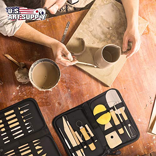 U.S. Art Supply Pottery & Clay Tools Sets (26-Piece) - 12 and 14-Piece Set Include Pottery Tools, Canvas Case for Sculpting, Ceramics, and Easy Storage & Transport - size: 26-Piece with Nylon Cases