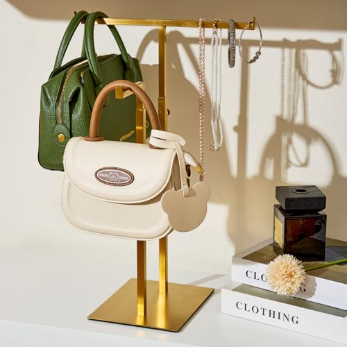 Jewelry Towers Necklaces Organizer Stainless Steels Jewelry Purse Display Stands Adjustable Height Decorations Boutique Purse Holder for Retail Counter Bag Handbag Display Rack