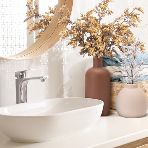 Neutral Ceramic Vase Set – 5 Matte Earth-Tone Vases for Japandi, Scandinavian, or Minimalist Home Decor, Table, Entryway, Shelf & Mantel Styling