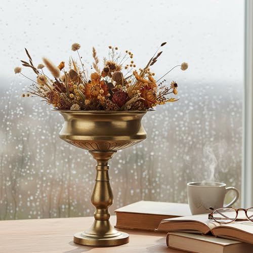 WORTH 15" H. Tall Gold Color Urn Vase for Centerpieces, 11.8" Dia. Classic Metal Trumpet Small Flower Pots for Table, Bowl Vase for Wedding Party Event Home Decor - color: Gold, size: Tall - 1 Pack