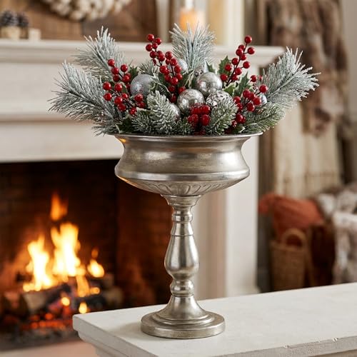 WORTH 15" H. Tall Silver Color Urn Vase for Centerpieces, 11.8" Dia. Classic Metal Trumpet Small Flower Pots for Table, Bowl Vase for Wedding Party Event Home Decor - color: Silver, size: Tall - 1 Pack