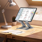 KABCON Quality Tablet Stand,Adjustable Foldable Eye-Level Aluminum Solid Up to 15-in Tablets Holder for Microsoft Surface Series Tablets,iPad Series,Samsung Galaxy Tabs,Amazon Kindle Fire,Etc.Silver - color: Large-Silver