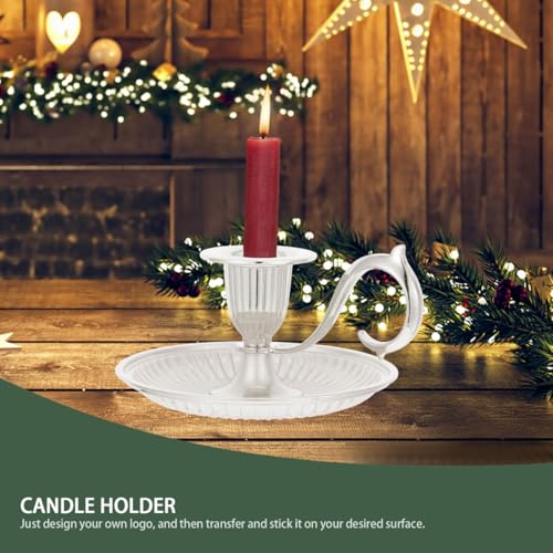 Healifty Retro Taper Candle Holder with Handle Vintage Metal Tabletop Candlestick for Wedding Party Home Decor 4.52 Inch