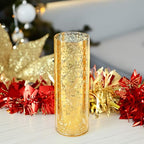 WGVI Hurricane Candle Holder Sleeve, W: 4", Ht: 12", Gold Speckled Glass Cylinder Open Both Ends, Chimney Tube Shade, 1 Piece - size: 4x12"H