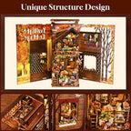TOYQI Book Nook Kit, Book Nook Kits for Adults, DIY Miniature Dollhouse Kit 3D Wooden Puzzle Booknook Bookend with LED Light - style: TWILIGHT COTTAGE