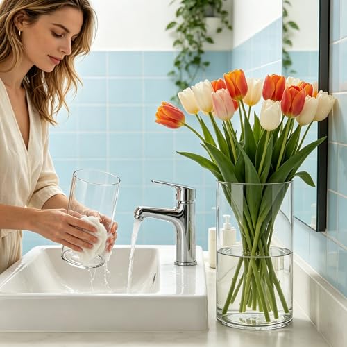 2 Pack Acrylic Cylinder Vases, Non-breakable Vase for Centerpieces,16 inch Tall Clear Flower Vase Bulk Floating Candle Holder for Wedding Table Home Decor and Party (5 x16in+4 x16in) - size: 2 Pack(4''W x 16''H & 5''W x 16''H)
