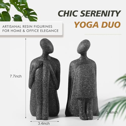 Yoga Decorative Bookends, Unique Book Ends to Hold Book - Artisanal Resin Figurines for Home & Office Elegance