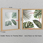 MUYE 12x12 Floating Frame Set of 2,Double Glass Rustic Square Photo Frame,Display Any Size Photo up to 12x12,Wall Mount or Tabletop Standing Natural - color: Natural, size: 12x12