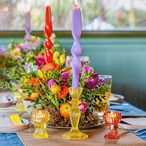 Talking Tables Yellow Glass Candlestick Holder | Candle Holder Decorative Taper Table Centrepiece for Dining, Elegant Dinner Party Decorations, Easter Home Décor, Summer Birthday, Garden, Wedding - color: Yellow, size: Large