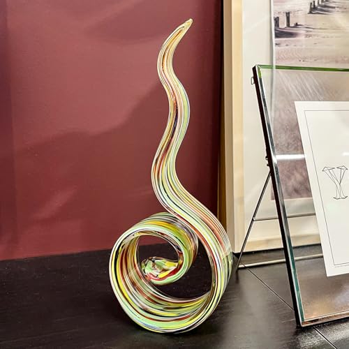 11.4" Tall Hand-Blown Glass Sculpture Murano-Style Sculpture Art Ornament Statue Figurines Home Decor Accent Piece Coastal Ocean Nautical Home Decor,Shelf,TV Stand,Tabletop Centerpieces,Wonderful Gift - color: Colorful