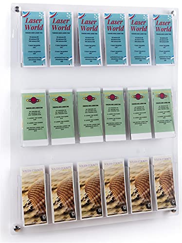 Displays2go 3-Tiered Clear Acrylic Magazine Rack, Adjustable, 9-18 Pockets - Clear (2RP9CLR) - color: Clear, size: 9 Pockets