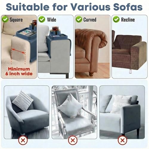 Luxury Gold Trim Couch Cup Holder Tray - Weighted Silicone Anti-Spill Sofa Armrest Organizer, Non-Slip Recliner Tray Table for Drinks, Remote, Phone - Fits Most Couch Arms, Home Gift,Blue - color: Blue