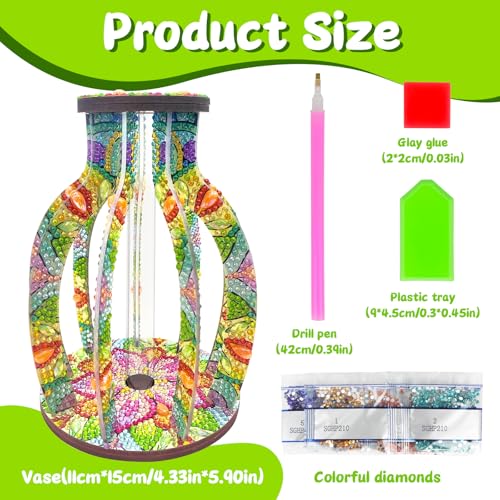 ILYUFO Diamond Art Kits for Adults, DIY Vase Diamond Art, Diamond Painting Kit, Ideal Desktop Ornaments & Thoughtful Female Gifts (Life) - color: life