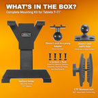 iBOLT TabDock Bizmount AMPs - Heavy Duty Drill Base Tablet Holder/Mount for All 7" - 11" Tablets- Great for Commercial Vehicles, Trucks, and Wall Mounting- Features 1 inch / 25mm Ball Joint