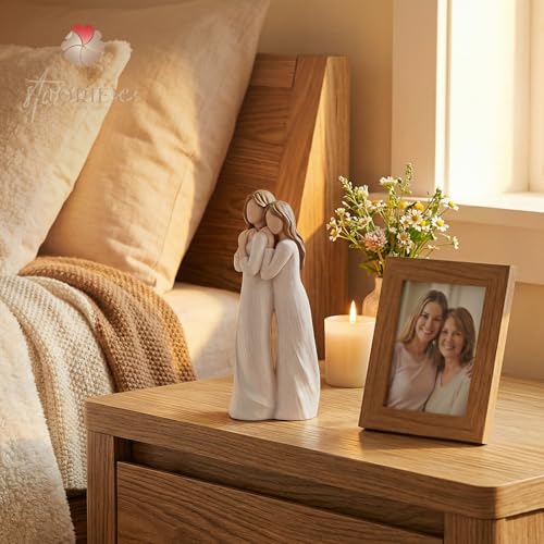 Storieme Mom Birthday Gifts from Daughter: Mother Daughter Back Hug Resin Figurine Keepsake - Unique Gift for Mama on Mothers Day Christmas - style: Support