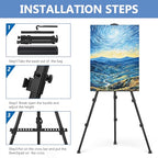 Art Painting Display Easel Stands - Portable Adjustable Aluminum Metal Tripod Artist Easels with Bags, Extra Sturdy for Table-Top/Floor Painting, Drawing, and Displaying, Black 4 Pack - style: Black - 4pack