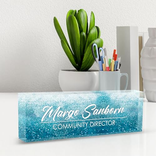 Personalized Name Plate for Office Desk Decor, Custom Gifts for Boss, Manager, Teacher, Nurse, Doctor, Lawyer, Employee Appreciation - color: Crystal 2