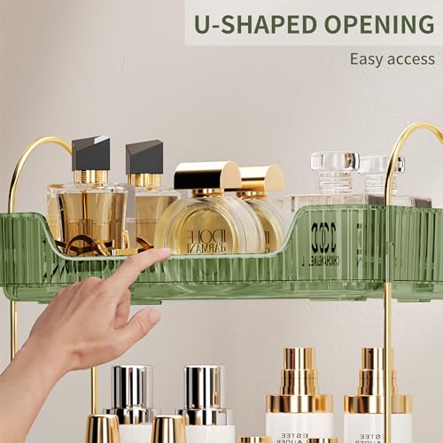 Akinbas 3 Tier Bathroom Organizer Countertop Makeup Perfume Tray Skincare Organizer for Bathroom Dresser Vanity (Green) - color: Green, size: 3 Tier