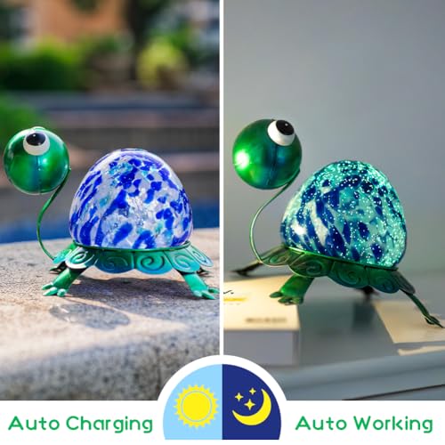 Metal Garden Statue Turtle Outdoor Decor,Luminous Turtle Statues Lawn Ornament Yard Decorations for Patio,Balcony,Yard,Lawn,Perfect Gardens Gift - color: Turtle