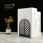QiMing Leaf Bookends for Books,1 Pair Metal Book Holders for Office Shelves Adults & Kids Gift(Black) - color: Black