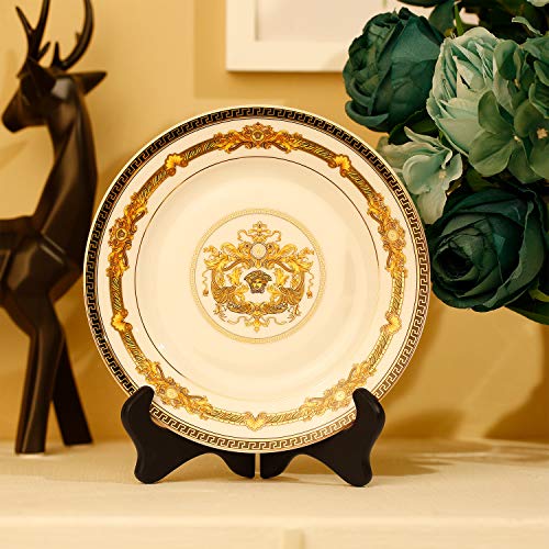 Tatuo 2 Packs Wooden Plate Stands for Display, Plate Holder Display Stand, Picture Frame Stand Easels, Tabletop Art Holder, Book Dish Decorative(10 Inch,Black) - size: 10 Inch