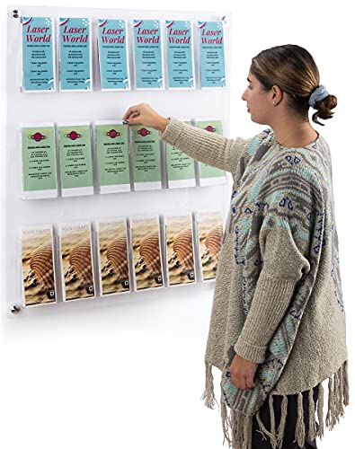 Displays2go 3-Tiered Clear Acrylic Magazine Rack, Adjustable, 9-18 Pockets - Clear (2RP9CLR) - color: Clear, size: 9 Pockets