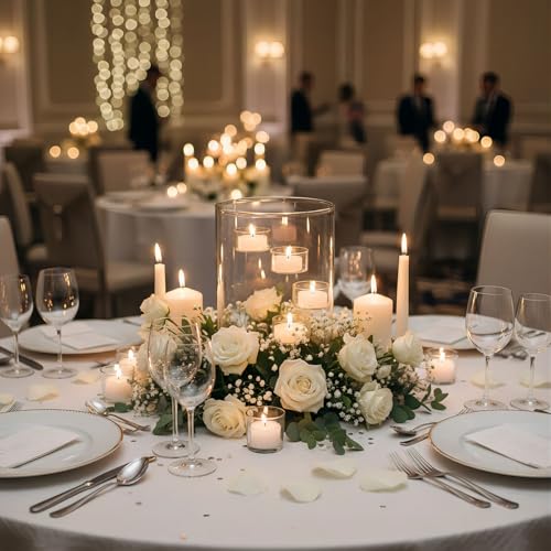 Glass Cylinder Hurricane Candle Holder for Tea Light Pillar Candle Holders Table Centerpiece, Clear Decorative Geometric Candle Holder for Wedding, Party(No.02) - size: No.02