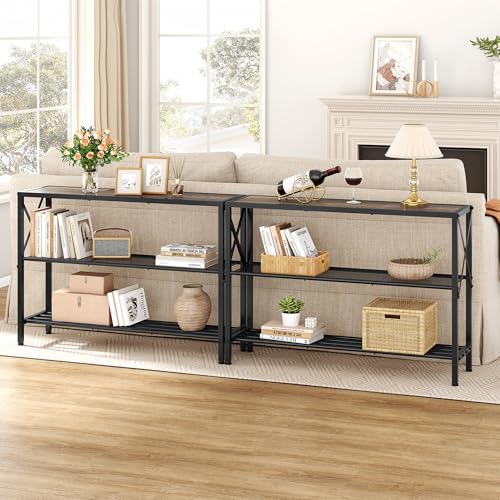 Hoctieon Industrial Console Table, 3 Tier Entryway Table, Hallway Table, Narrow Sofa Table with Shelves, Entrance Table for Entryway, Living Room, Foyer, Hallway, Office, Grey - color: Grey