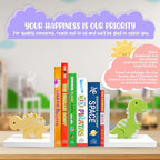 Decorably Stego and Trex Dinosaur Book Ends for Kids Books - 1 Set Non-Skid Wooden Decorative for Boys Room, Baby's Nursery, Classroom Decor - style: Stego & Trex