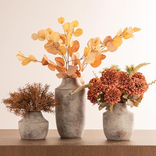 Mitt&Ditt Ceramic Flower Vase, 12.5 inch Tall Off-White Vase, Large Decorative Terracotta Vases, Farmhouse Rustic Pottery Vases for Home Decor, Living Room, Table - color: B-12.5"h-terracotta