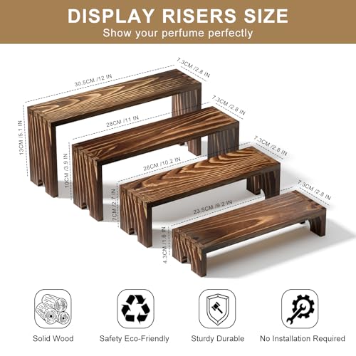 4 Set Wooden Tiered Risers Display Stands for Vendor Events,Stackable Wood Cupcake Display Stand,Farmhouse Decor Wood Dessert Table Display Set,Vendor Booth Display Items,Food Display Risers for Party - color: Dark Brown, size: 4 PACK