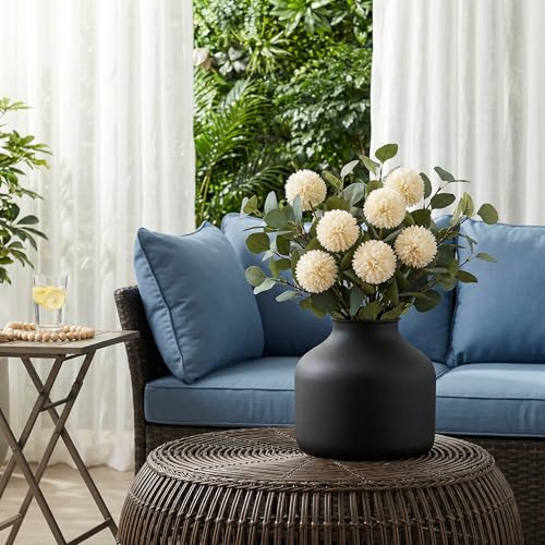 Goaste Metal Matte Flower Vase, Small Black Vases for Flower, 6.5 Inch Tall Iron Frosted Flower Arranging Vase for Table Centerpiece, Home, Shelf, Office, Garden Decor, Black