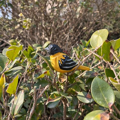 Hand Carved Bird Figurines, Hand-painted Sculpted Wooden Birds, Wood Bird Sculptures for Home Decoration, Hand Crafted Life Like Bird Statues, Ideal Gifts for Bird Lovers (Baltimore Oriole)