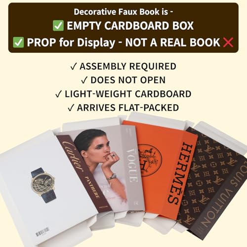 PROBENEX Glam Large | 4 PCS Faux Decorative Books for Home Decor | Not Real Books (Cardboard Boxes) | Coffee Table, Bookshelf & Shelf Styling Display Props for Living Room, Office - color: Glam_large