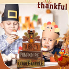 Lineshading 4 Pcs Thanksgiving Decorations for Home Wooden Turkey Decor Fall Tiered Tray Decor Thanksgiving Table Centerpiece Rustic Wooden Turkey Block Sign for Autumn Harvest Party Kitchen Shelf - style: Classic Turkey